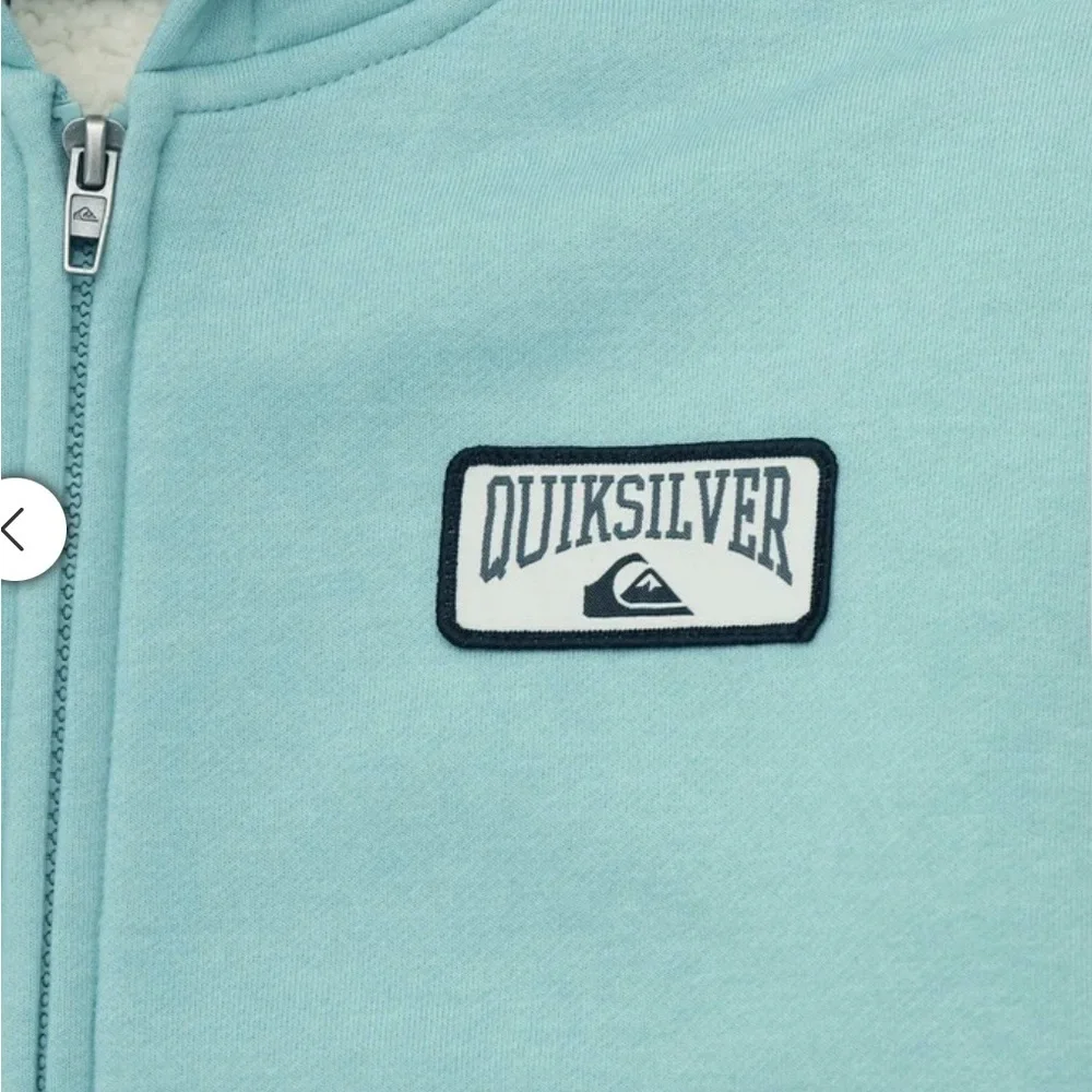 NWT Quiksilver Youth Teal Zip-Up Plush Lined Hoodie Size S 7/8 - Picture 5 of 6